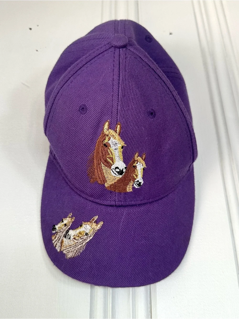 Kids Purple Horse Embroidered Velcro Cap
